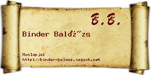 Binder Balázs névjegykártya