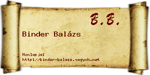 Binder Balázs névjegykártya